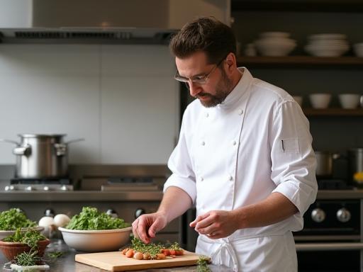 Chef demonstrating French cooking techniques in a class
